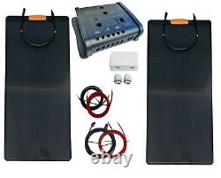 200W 2x100W flexible solar panel kit 20A charger dual controller motorhome boat