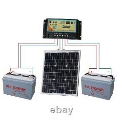 50W 12V dual battery solar panel charging kit with controller & brackets 50 watt