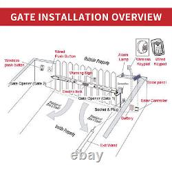ALEKO Full Solar Kit ETL Listed Swing Gate Opener for Dual Gates up to 1320 lb