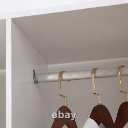 HOMCOM Mobile Double Open Wardrobe with Clothes Hanging Rail Colthing White