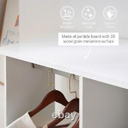 Mobile Double Open Wardrobe with Clothes Hanging Rail Colthing White